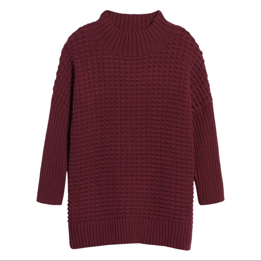 French Connection Mozart Popcorn Cotton Sweater in Berry Blush
